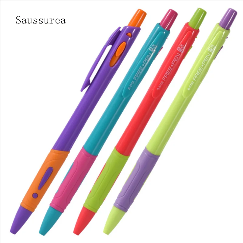 2PCS Candy Color Plastic Side Jump Point Ballpoint Pen Pressed Ballpoint Pen Children Learning Office And School Supplies daily record book learning program supplies the students creative stationery candy color