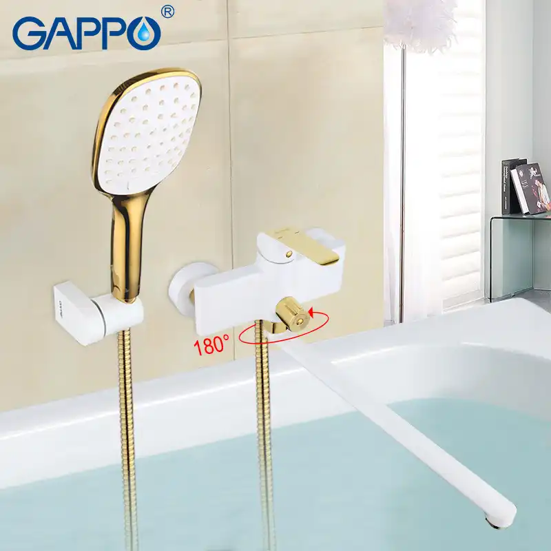 Gappo Bathtub Faucets White And Gold Bathroom Set Bathroom Faucet Shower System Waterfall Bath Mixer Aliexpress