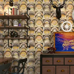 Моды круг настенные Бумага современный простой 3D геометрический стены Бумага рулонов Ресторан молоко Чай магазин фон стен 3 D декор