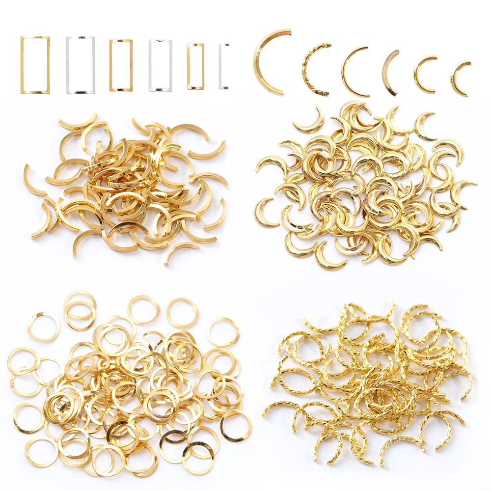 1 حزمة مختلطة 3D DIY الجوف إطار معدني مسمار الفن زينة الذهب برشام مانيكير اكسسوارات DIY قذيفة المنزلق مسمار ترصيع CH698-1