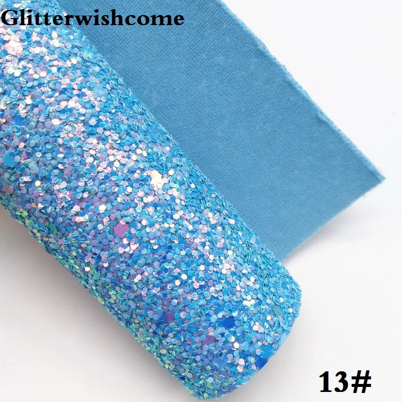 Glitterwishcome 30X134 см мини рулон синтетическая кожа, переливающийся ультра смешанный толстый блеск кожа ткань винил для луков, GM048 - Цвет: 13