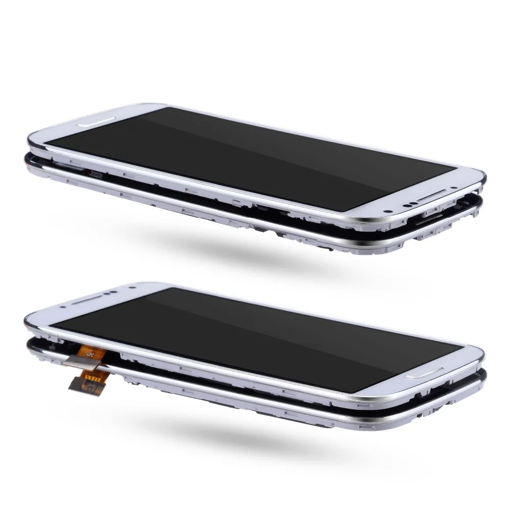 Дешево Дисплей для Samsung S4 LCD GT i9505 i9500 в сборе с тачскрином на рамке Оригинал белый синий