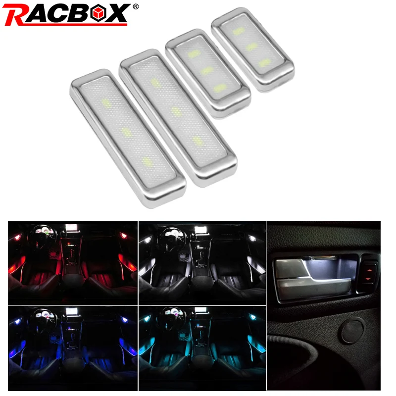 

4Pcs Universal LED Decorative Lamp Inner Bowl Light Armrest Interior Door Handle Lighting Handrail Lights Bulb Car Lights