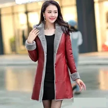 Женские зимние кожаные пальто мех вместе средней длины с капюшоном Тренч размера плюс утепленные куртки Jaqueta Feminina Casaco Feminino