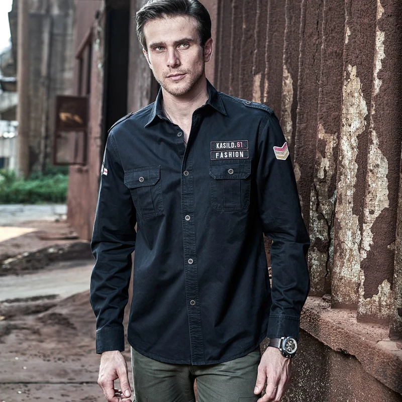 

Military Style Work Clothes Bomber Clothes Tactical Shirts Cargo Airborne Clothing Air Force Pilot Long Sleeved Shirts Male