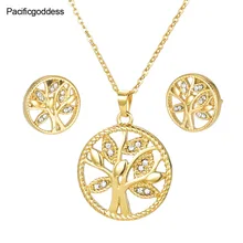 

Hot gold plated chain earrings and necklace pendant stainless steel zircon jewelry set for good ladys