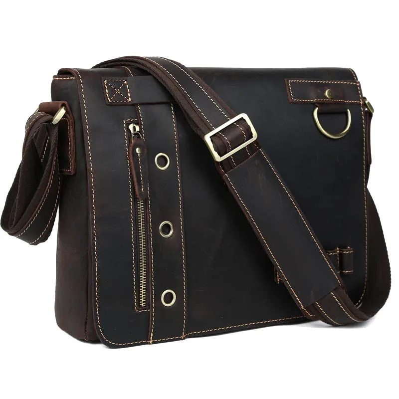 "почтальонские" сумки на плечо из натуральной кожи бренда TIDING, мужской портфель в повседневном стиле размера 13 дюймов, сумка для ноутбука,, модель 1006 - Цвет: 10066