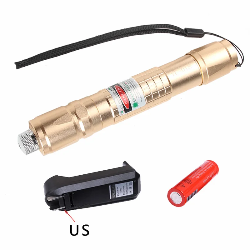 Pure Copper 532nm 1500M Green Laser Pointer Pen With 18650 Battery + Charger +Star Cap RL3-0022-17
