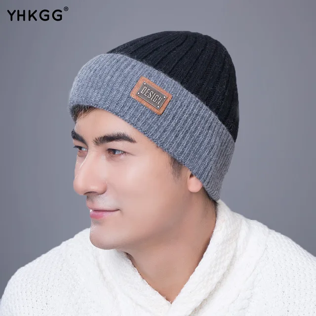 YHGG Knitted Cashmere Winter men's hat newly Warm hats cap Beanie