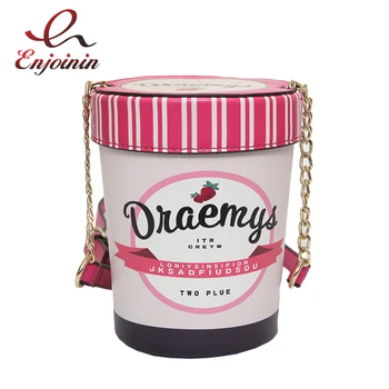 

New style design letter ice cream cup chain bucket bag ladies shoulder bag handbag casual female crossbody messenger bag purse