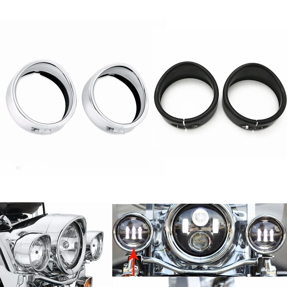 Visor Style Passing Lamp Trim Ring Set For Harley-Davidson 4.5 INCH FOG LAMP.jpg_.webpV