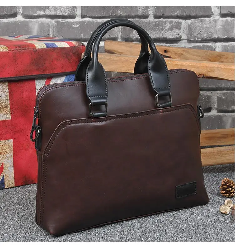 YIZHI2018 деловой мужской портфель высокого качества сумка через плечо из искусственной кожи 1" Сумка для ноутбука Портативная сумка черная и коричневая опционально