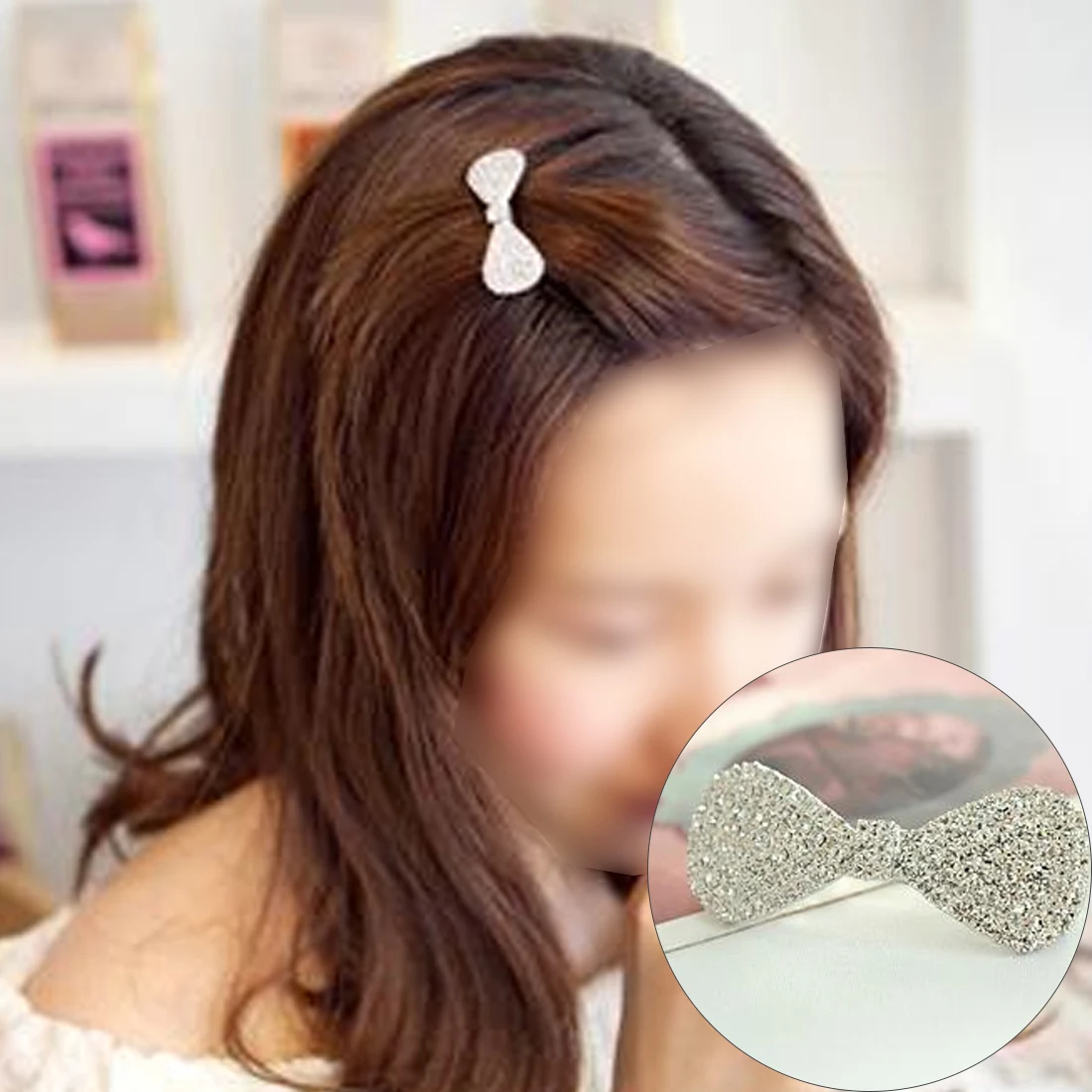 

Women Girls 1 PC Hairpins Crystal Rhinestone Bowknot Girls Barrette Beauty Hair Clip Clamp Ornaments Hair Accessory