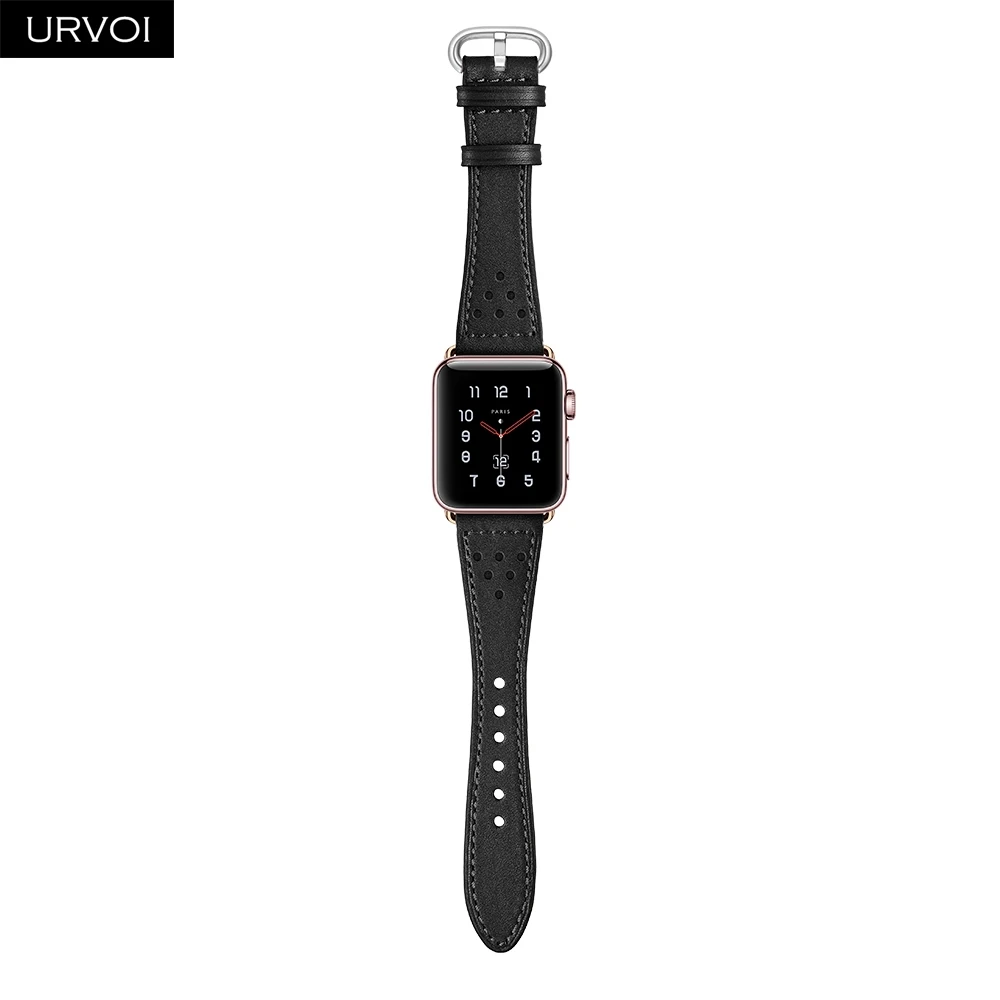 URVOI кожаный ремешок для apple watch серии 4 3 2 1 slim fit ремешок для iwatch классические цвета розового золота адаптер/пряжки 40 44 мм