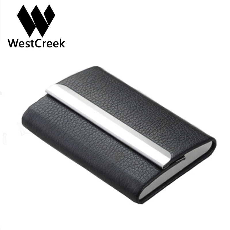 

WESTCREEK Brand High Quality PU Leather with Stainless Steel Business Card Case Name Card Holders