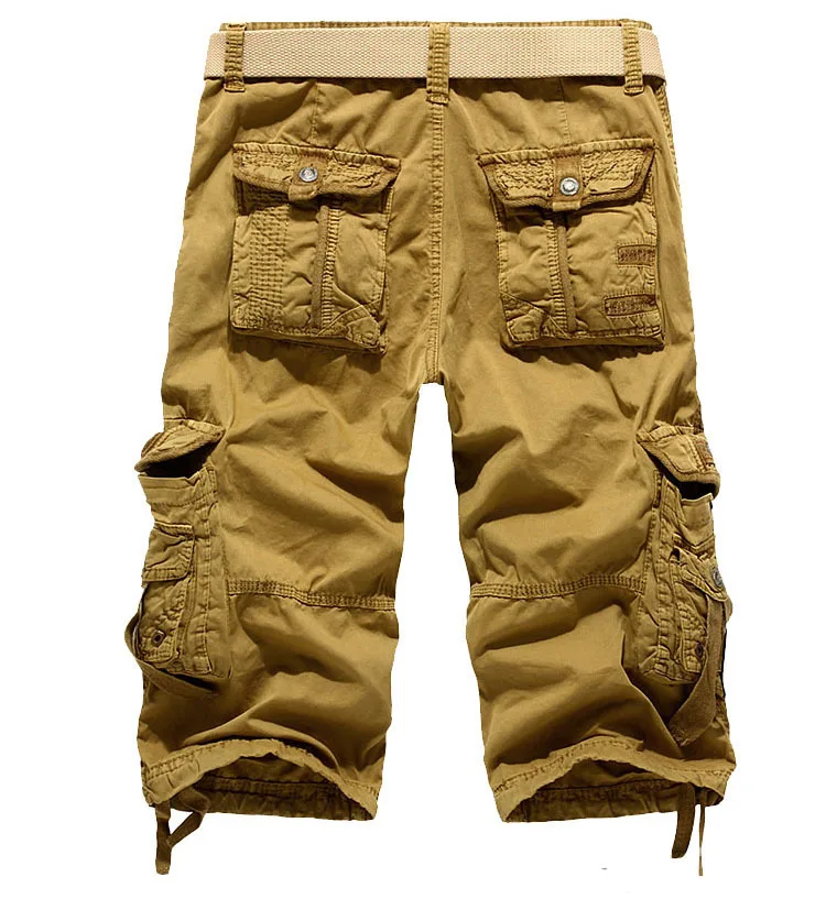 2018 New Summer Men's Casual Loose 3/4 Cargo shorts Multi Pocket Military Shorts Trouser Big Size 29-38