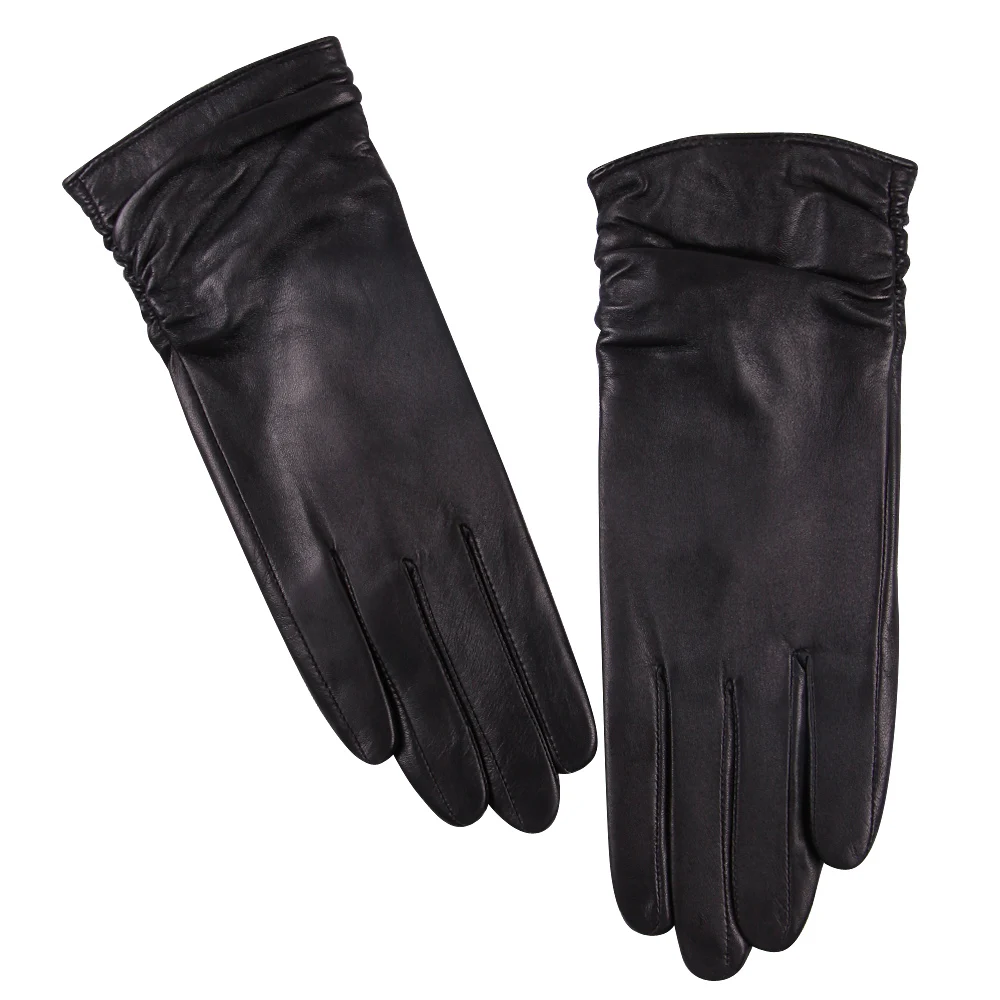 Genuien Leather Gloves Female Thicken Plush Lined Keep Warm Winter Touchscreen Driving Fashion Sheepskin Woman Gloves L17011C-9