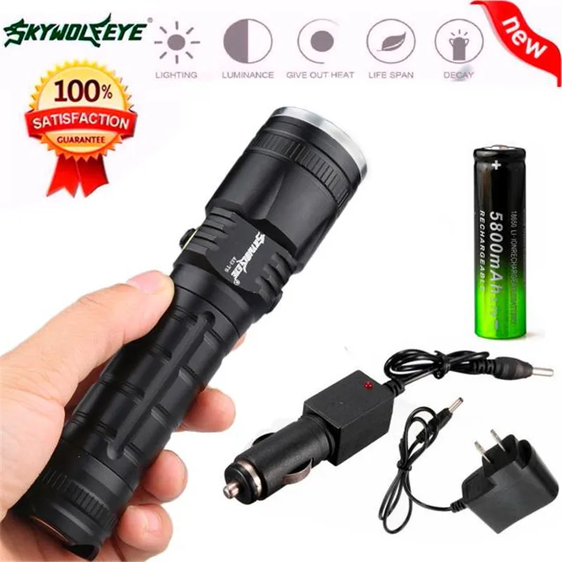 Cheap C3 Bicycle Light CREEE XM-L T6 LED Rechargeable Flashlight Torch Lamp + 18650 Battery Charger Waterproofing Zoomable Wide Beam 0
