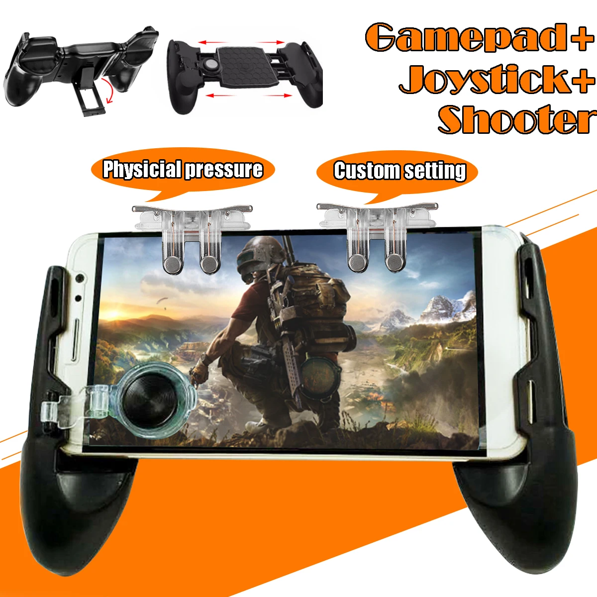 

For PUBG Mobile Gamepad Joystick Gaming Trigger Six-finger Linkage L1R1 Shooter Controller Games Button Aim Key For Smartphone