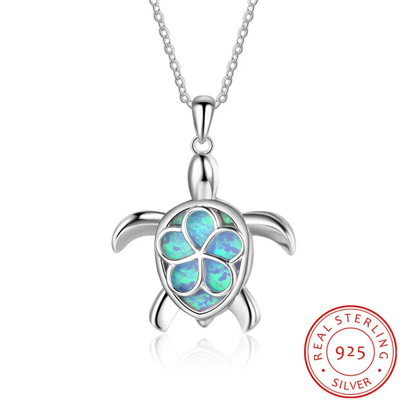 Opal Turtle Necklace Gemstone Pendant on Sterling Silver Chain