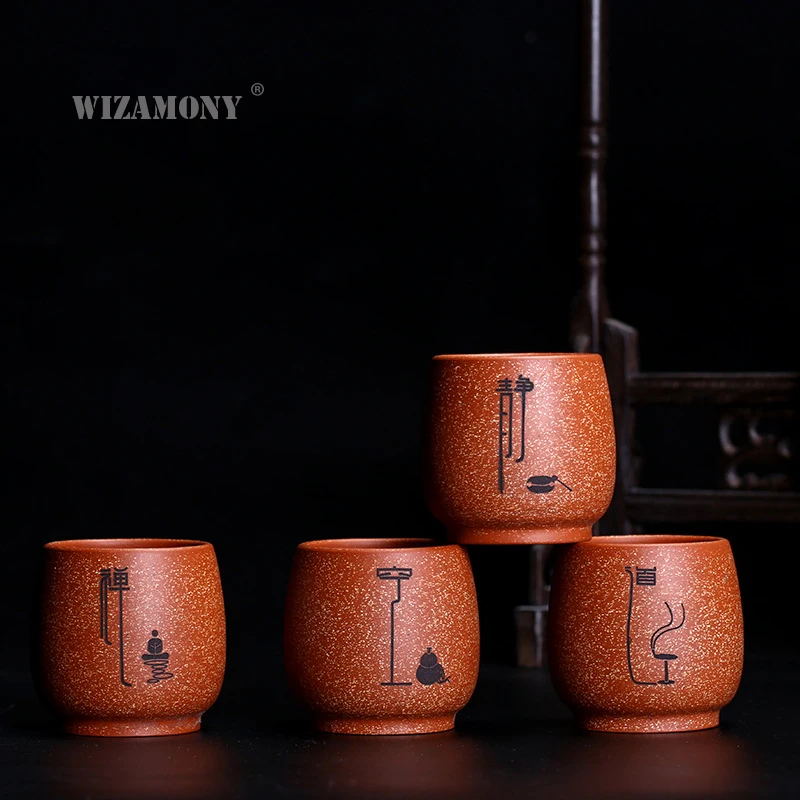 1 шт. WIZAMONY ручная роспись Китайский Исин фиолетовый глиняный фарфор Gaiwan китайская