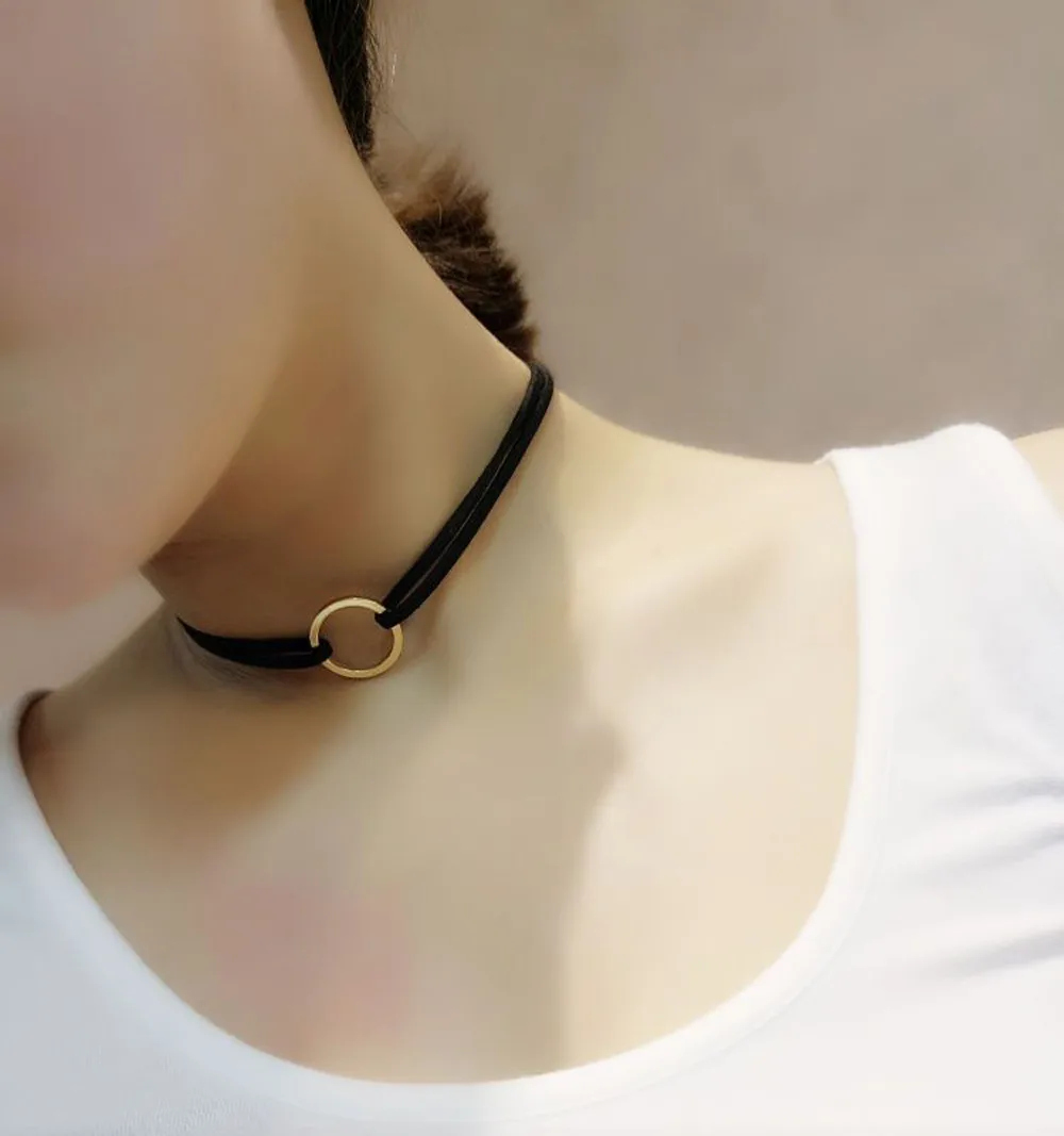 

New Leather Choker Charm Necklace Vintage Hippy Chocker Leather Necklace