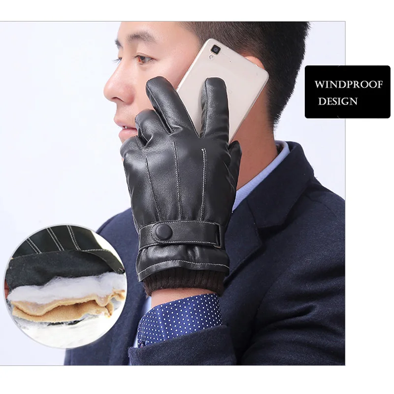 Модные высококачественные перчатки для вождения из натуральной кожи, теплые зимние перчатки с сенсорным экраном для мужчин, кожаные перчатки