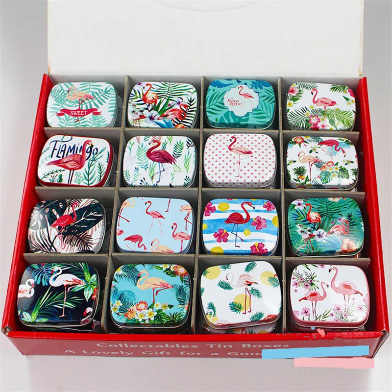 

Colorful Mini Tin Box 5.5x4.3x1.5cm Candy Pill Chutty Mini Storage Box Gift Decoration Collectables Display 12pcs/lot