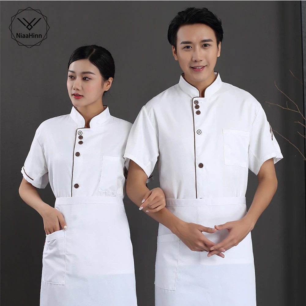 Venta al por mayor ropa de Chef Chef cocina camarero cocina Hotel Barbero postre pastel tienda trabajo delantal|Chaquetas de chef| - AliExpress