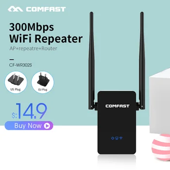 

COMFAST WiFi Repeater 802.11N/B/G Networking Range Expander 300M With Dual 5dBi External Antennas Signal Boosters CF-WR302S