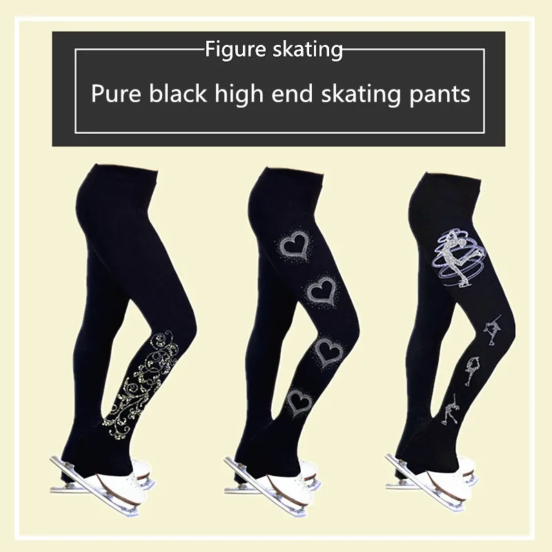 Ice Skating Costume LIUHUO Ice Skating Long Pants Costume Warm Fleece Skater Fabric Child Adult Girl Rhinestone Pattern Train Sport Teens Trousers