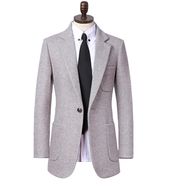 S-9XL! зимний Английский Костюм Тонкий шерстяной пиджак Мужское пальто Тренч Верхняя одежда Размер плюс мужской шерстяной пиджак - Цвет: Серый