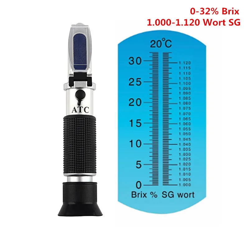 Ручной рефрактометр с одной/двойной шкалой, измеритель концентрации алкоголя, рефрактометр для сахара, рефрактометр для домашнего пивоварения и вина - Цвет: Dual Scale