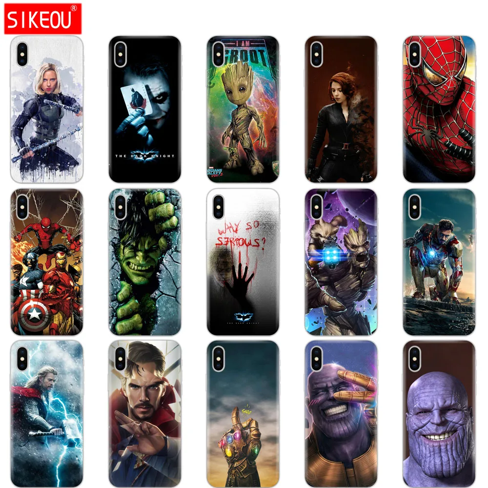 Чехол для iphone 5S, se 4 4S 6s 6 7 8 plus чехол для iphone X XS XR XS MAX чехол Marvel мстители супергерой Капитан Железный человек танос