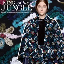 Мохеровая куртка с цветной вышивкой, плотная композитная ткань с вышивкой, шерстяные ткани,, шерстяная ткань