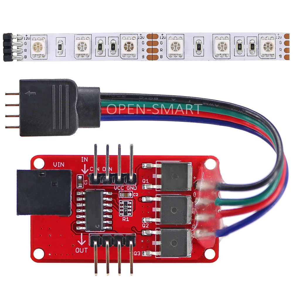Open-smart Full-color Led Driver Module With Dc Jack + 10cm Rgb Led Strip To Connect 12v Power Supply Arduino - Industrial Computer & Accessories - AliExpress
