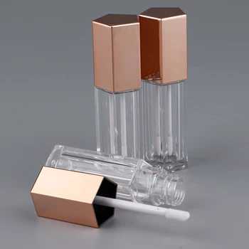 

Reusable and Refillable 3x 10ML Empty Lip Gloss Containers Tube & Lid For Lipstick Samples Pentagon Shaped