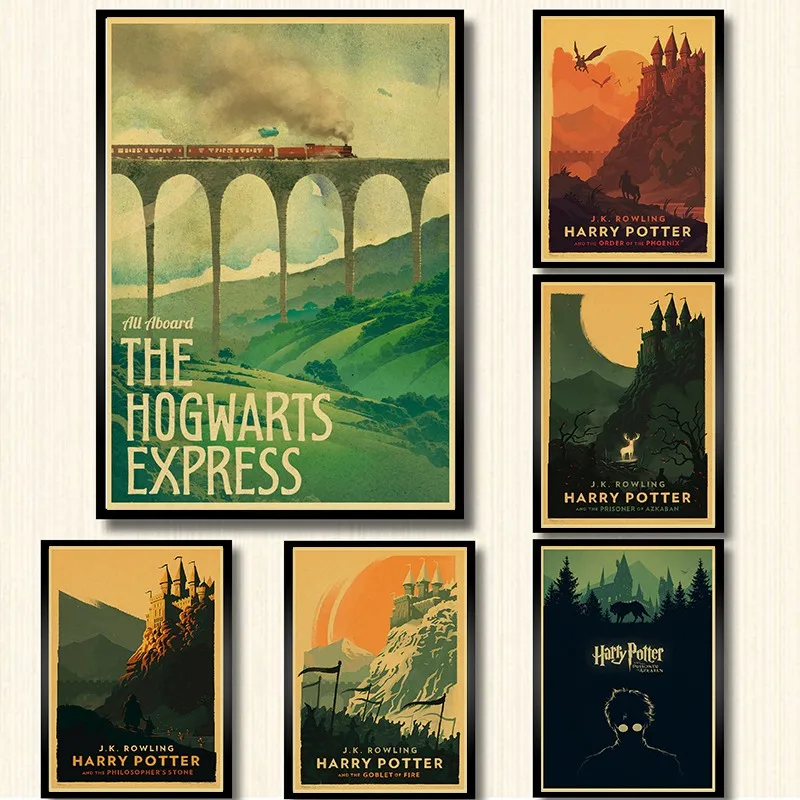 Постер Гарри Поттера Хогвартс Экспресс Diagon Alley Hogsmeade крафт бумага настенная
