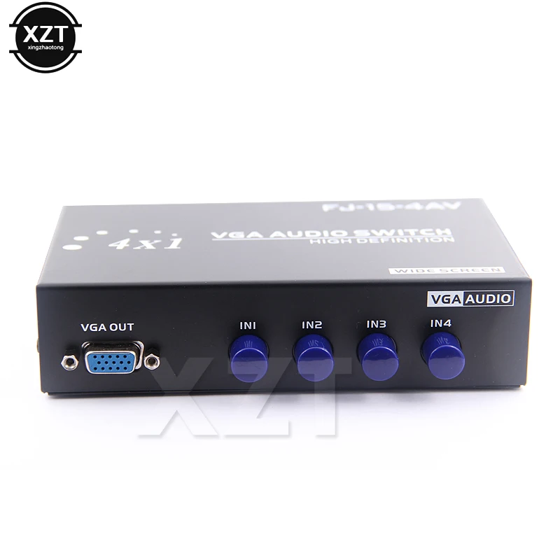 KVM Switches 4 портовый аудио коммутатор VGA широкий экран нажмите переключатель для HDTV