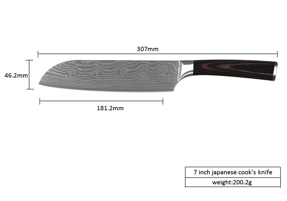 XYJ 5 дюймов Универсальный " 7" santoku " нож шеф-повара для нарезки 7Cr17 кухонные ножи из нержавеющей стали набор ножей из нержавеющей стали