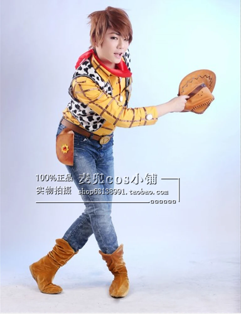 

Toy Story Woody Cosplay costume set top+vest+hat+shoe covers+belt+gun bag(not pant and gun)