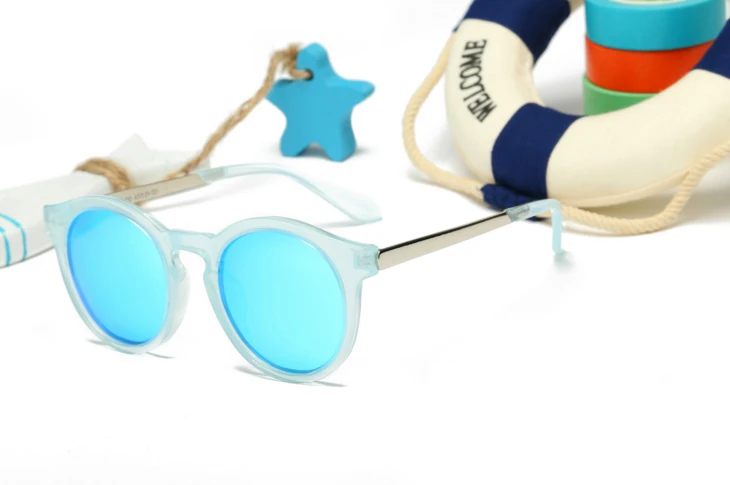 RoShari Детские поляризованные солнцезащитные очки для мальчиков круглая Конфета рамка для безопасности ребенка покрытие Девушки Солнцезащитные очки УФ 400 очки gafas de sol - Цвет линз: Blues
