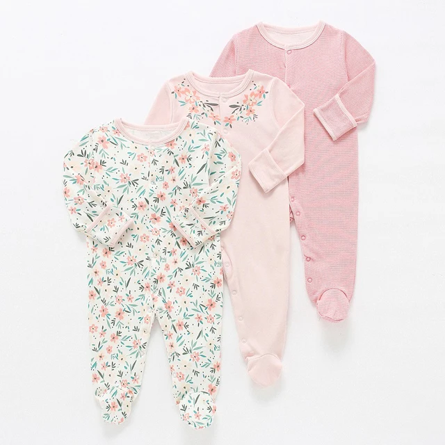 US $18.24 Baby Rompers 3pcs Flower Sleepsuit Baby Girl Pajamas Newborn Boy Clothes Baby Girl Romper Infant Ba