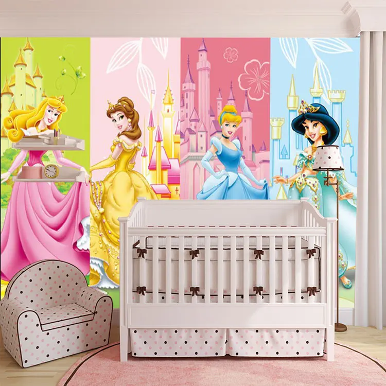 Мультфильм принцессы обои 3D фото обои на заказ настенные фрески милые девушки дети интерьер спальня Детская комната Декор розовый