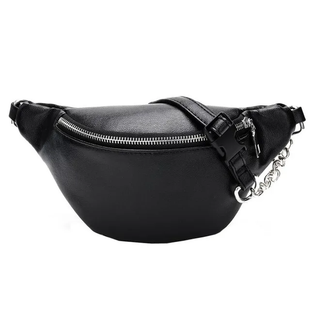 Woman 2018 Summer New Fashion Belt Waist Bag Chest Satchel Chain Solid Leather Black White Fanny Pack For Women Hot Bum Bag