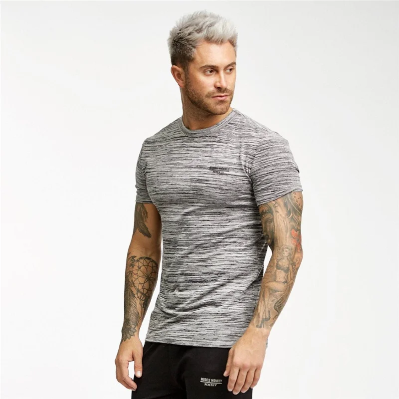 Summer Men Gym Tight T shirt Male (5)