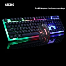 

GTX300 LED Backlit English Keyboard+mouse Combos 7colors Backlit gaming keyboard Wired USB PC Computer keyboard