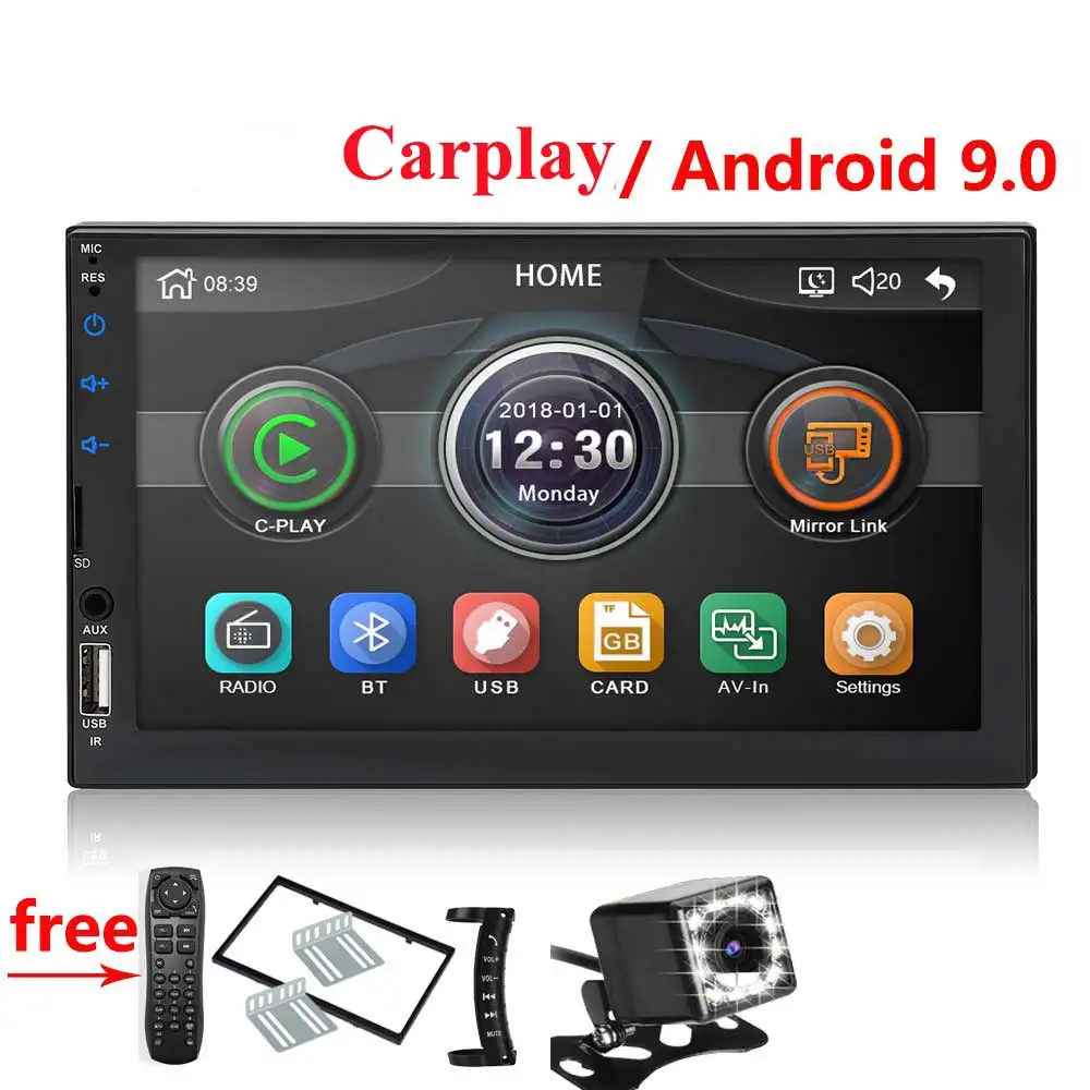 2 din автомагнитола " HD сенсорный экран плеер Android Авто Carplay мультимедиа MP5 FM/USB/AUX/Bluetooth автомобильный аудио для камеры заднего вида - Цвет: 12 led all