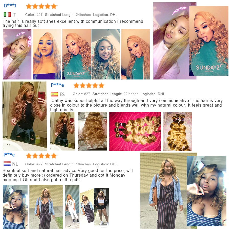 Details Du Rxy Honey Blonde Brazilian Hair Weave Bundles Body