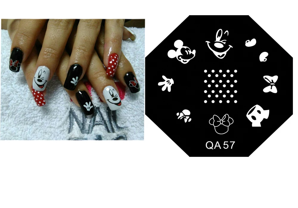 

QA57 Hot Sale !!!DIY nail art lovely mickey Cartoon stamping plates manicure cute love cartoon stamp plate decore nails , TRYTty